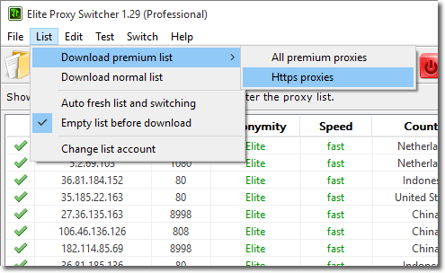 Download proxy list by program